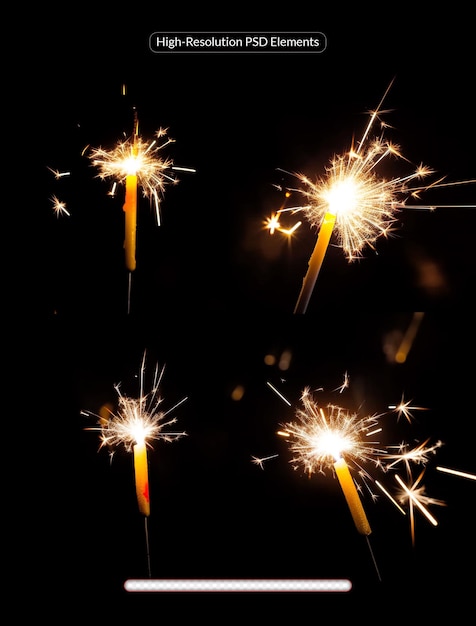 PSD sparklers on black background