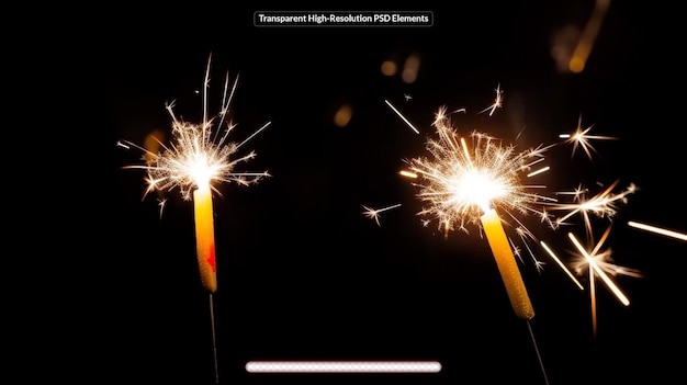 PSD sparklers on black background