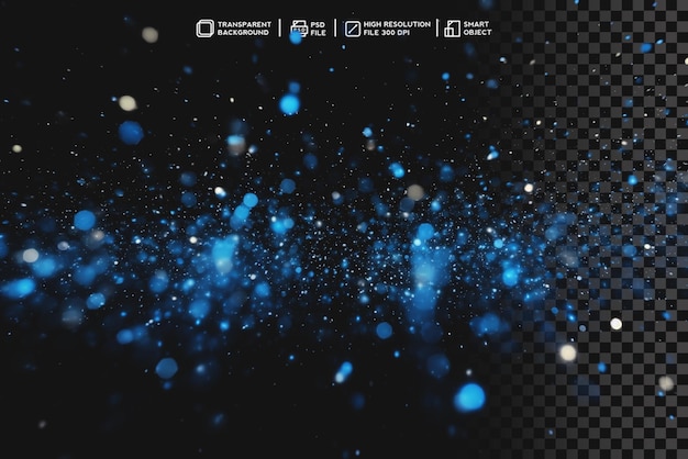 Sparkling and Ethereal blue Light Bokeh Effect on Transparent Background