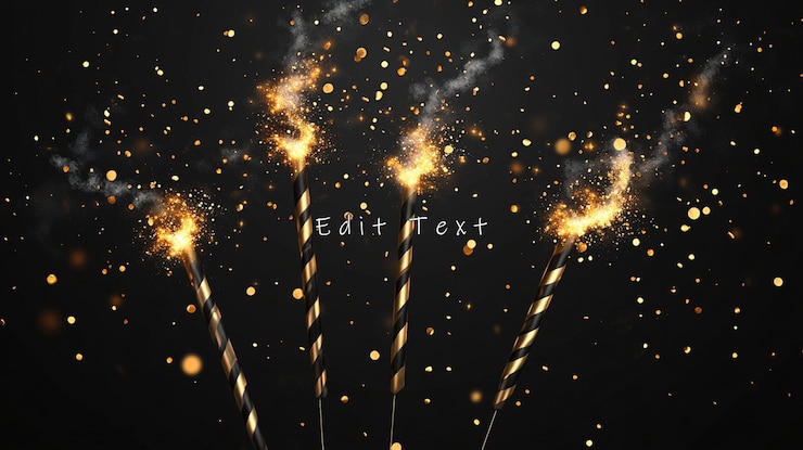 PSD sparkling fireworks on black background