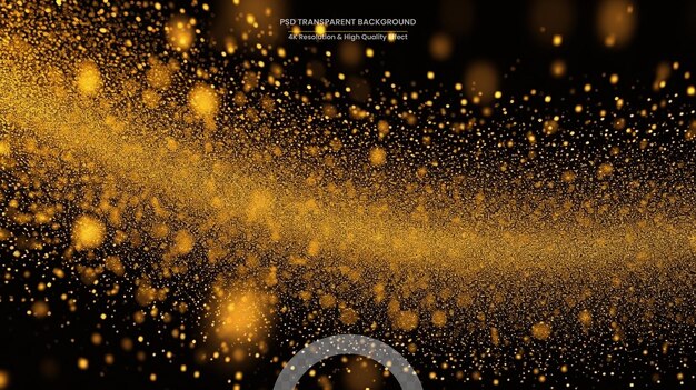 PSD sparkling gold diamond glitter powder on black texture background