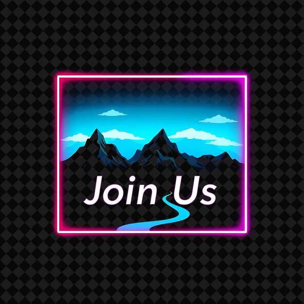 Sparkling Neon met tekst Doe mee met Modern Sans Serif Font Design Sharp Neon Flicker Mountain Ra