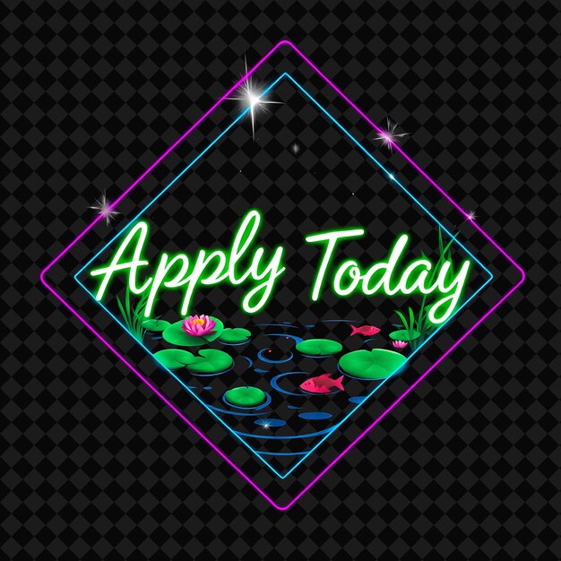 Sparkling Neon With Text Apply Today With Handwritten Cursive Font Design Glowing Twist Neon Sign