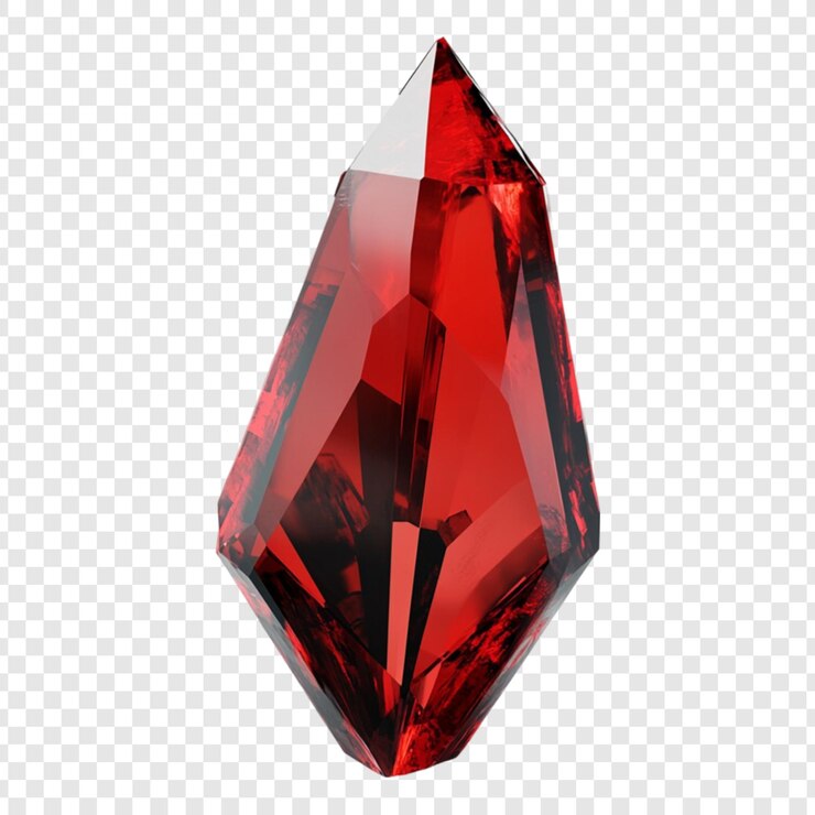 PSD sparkling red gemstone crystal facets shine brightly