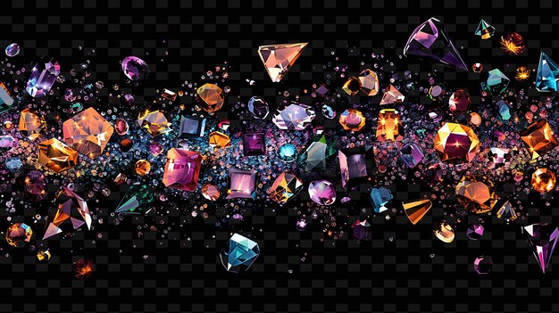 Sparkling rhinestones scattered gemstone collage effect met y2k texture shape background decor art