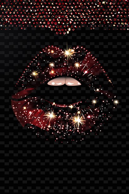 PSD sparkling sequined lips arranged in a pattern lip cut out ef y2k texture shape background decor art