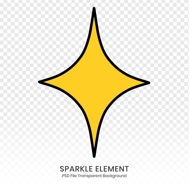 PSD sparkling star line illustration of yellow black line element transparent