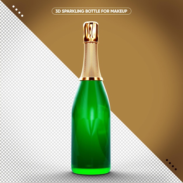 PSD sparkling wine bottle with golden cap for makeup