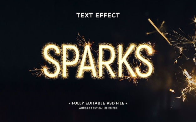 PSD sparkly text with bright light