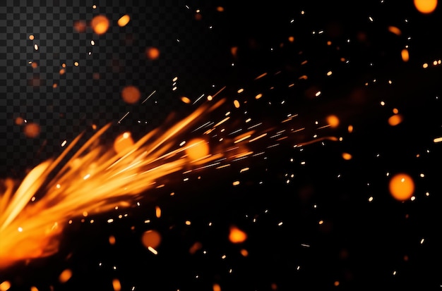 Sparks and Flames on a Transparent Background