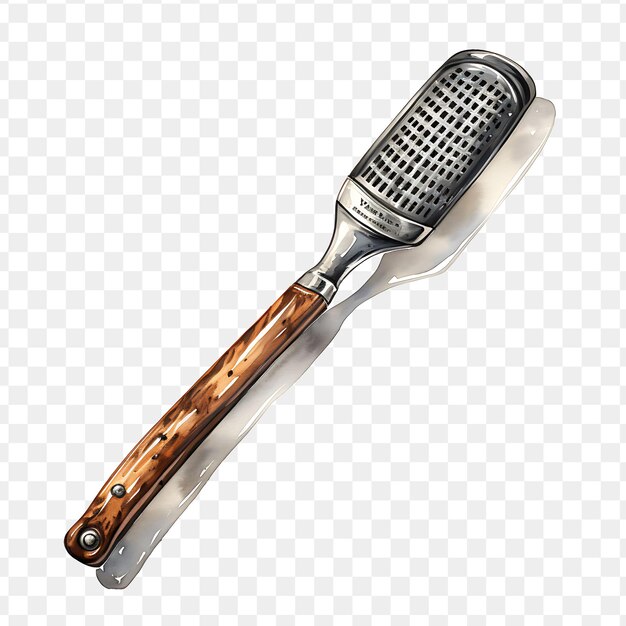 PSD a spatula with a wooden handle is shown on a white background