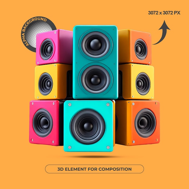 PSD speaker 3d element for composition