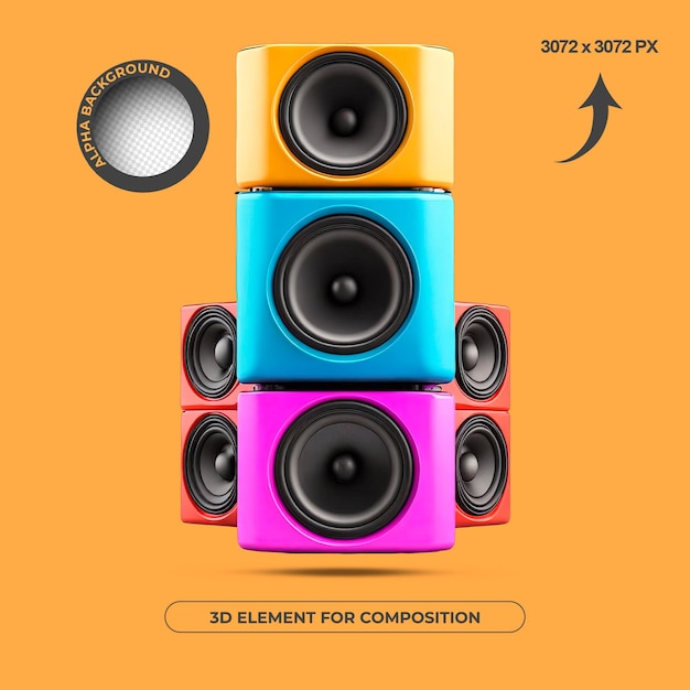 PSD speaker 3d element for composition