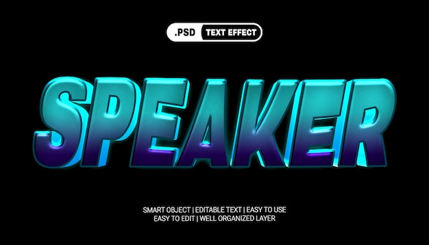 PSD speaker 3d text effect