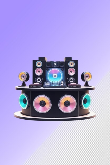 PSD a speaker with a purple background with the words  sound  on it