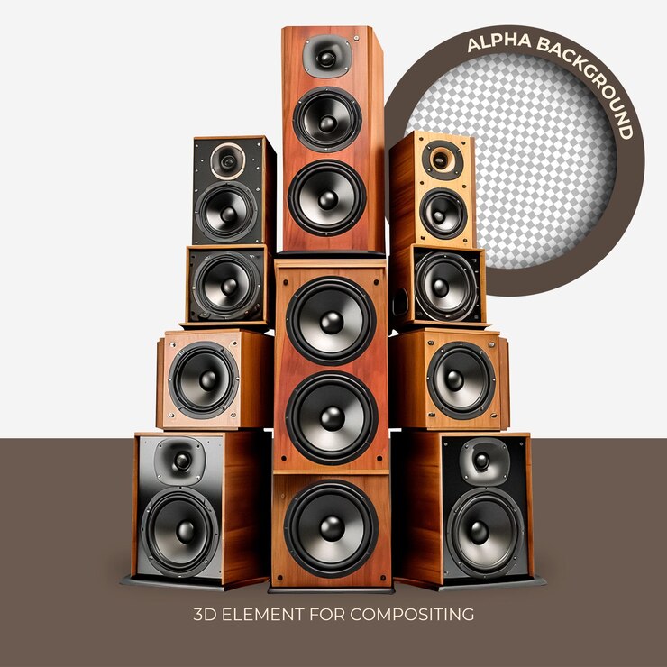 PSD speakers stacked in a tower shape
