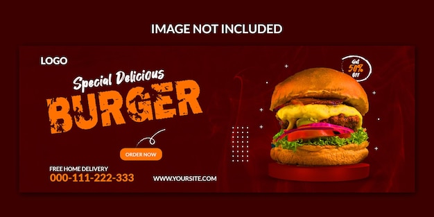 Speciaal heerlijke hamburger facebook-omslagsjabloonontwerp