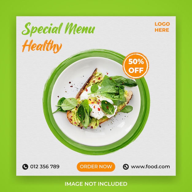 Speciaal menu health food social media post