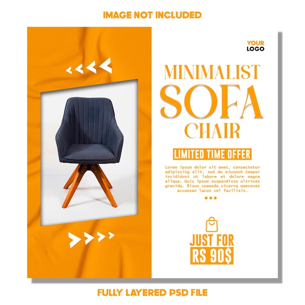 Speciaal psd minimalistisch fauteuil sociale media posterontwerp