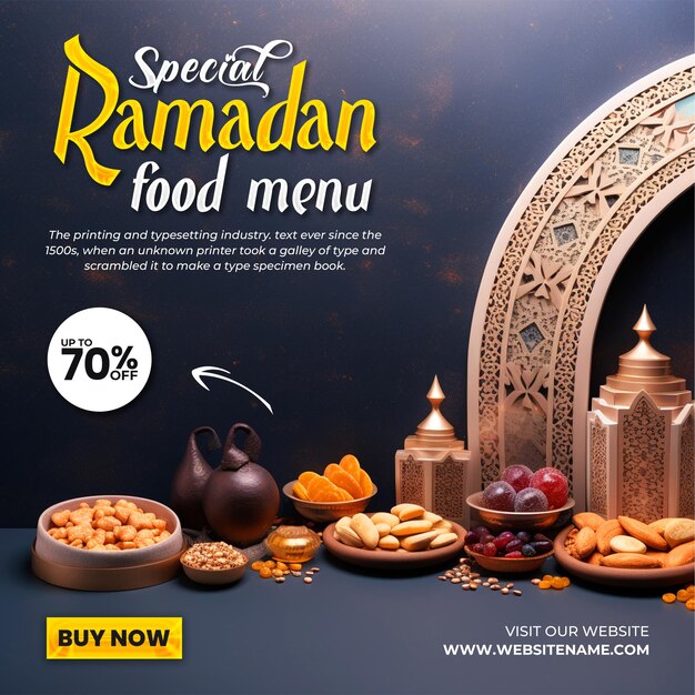 PSD speciaal ramadan eten menu sociale media post sjabloon ontwerp achtergrond