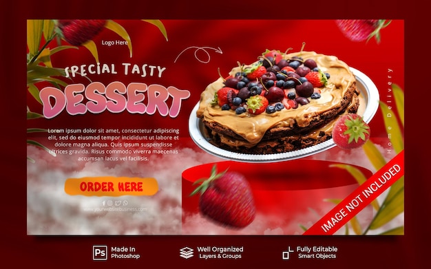 Speciaal smakelijk dessert limited edition menu-restaurant voor bannersjabloon voor sociale media post website