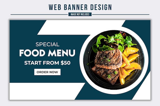Speciaal voedselmenu PSD Groot webbannersjabloon