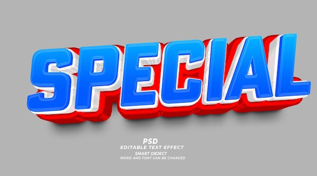 Speciale oggetto intelligente modello psd effetto testo modificabile 3d