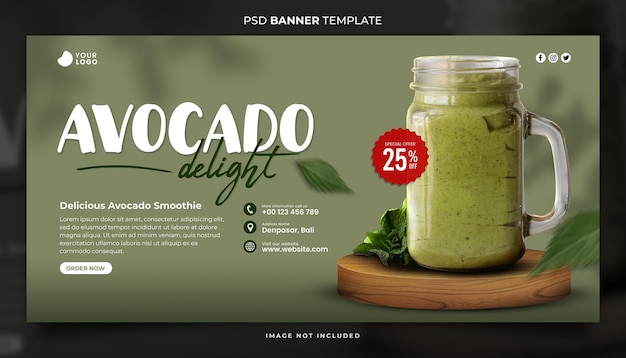 PSD special avocado juice banner template