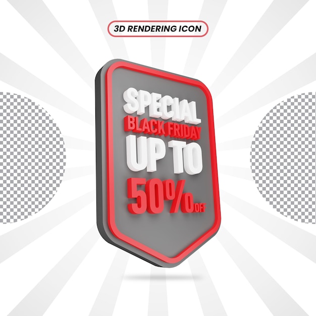 Special black friday 3d rendering icon