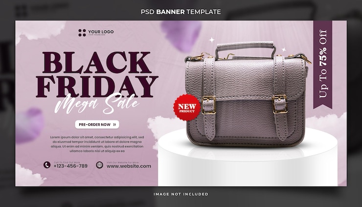 PSD special black friday women bag sale banner template