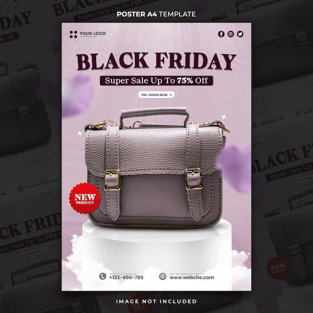 PSD special black friday women bag sale poster a4 or banner template