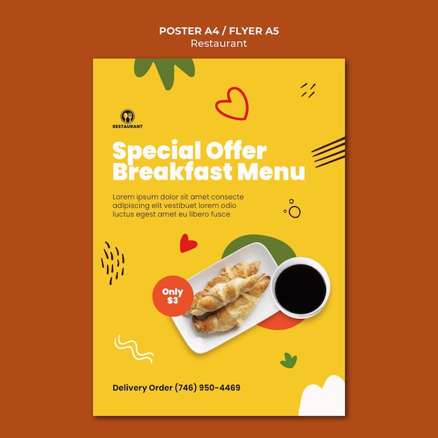 Modello di poster offerta speciale colazione