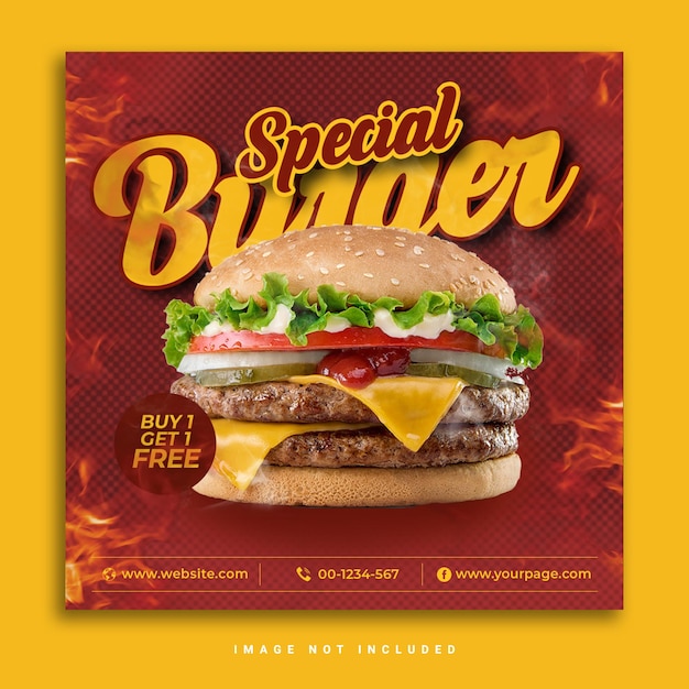 Special burger delicious food social media banner instagram post template psd