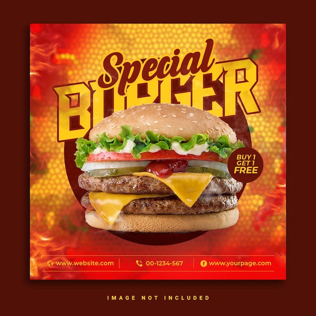 Hamburger speciale cibo delizioso banner sui social media instagram post modello psd