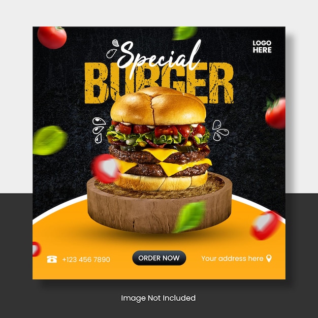 PSD banner modello post instagram hamburger speciale