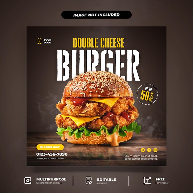 Modello di social media promozione speciale hamburger