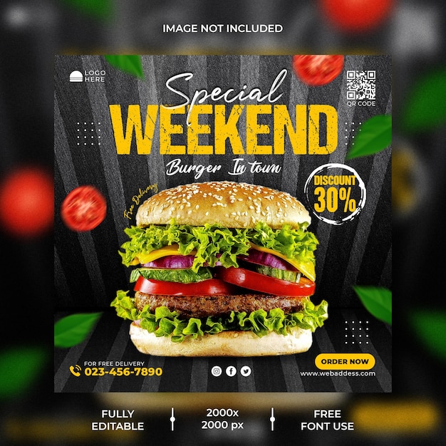 Special burger social media post banner template