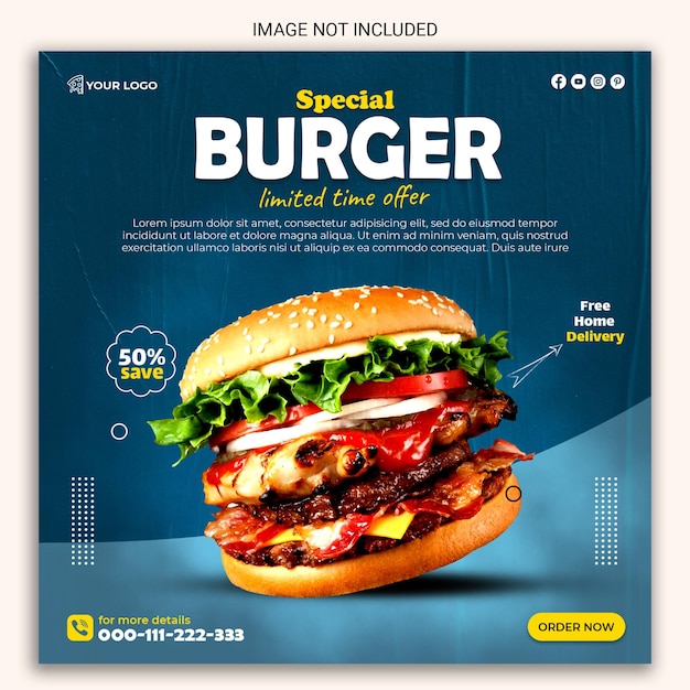 Design speciale per post sui social media per hamburger