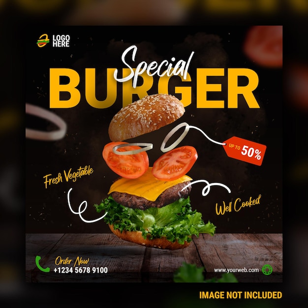 Шаблон сообщения в социальных сетях special burger