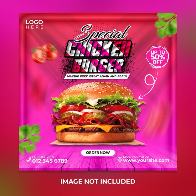 Special burger social media post template