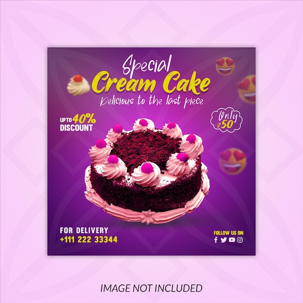 Special cake social media banner post psd template