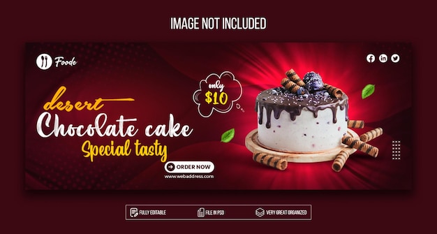 Copertina facebook speciale per torta al cioccolato e design del modello web psd premium Psd Premium