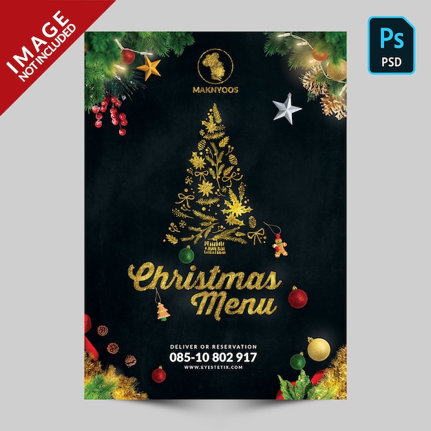 PSD copertina del menu speciale del libro di natale