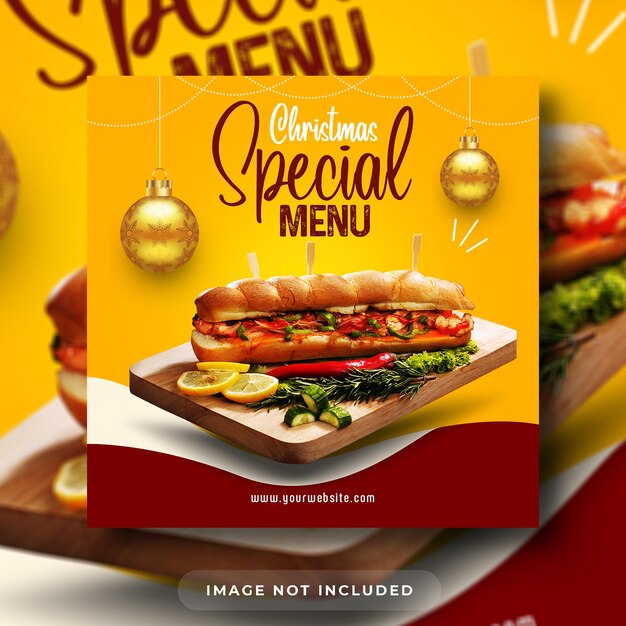 Speciale christmas burger food menu promozione social media instagram post banner template