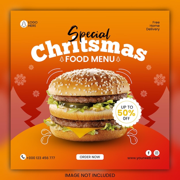 특별 크리스마스 음식 소셜 미디어 게시물 템플릿