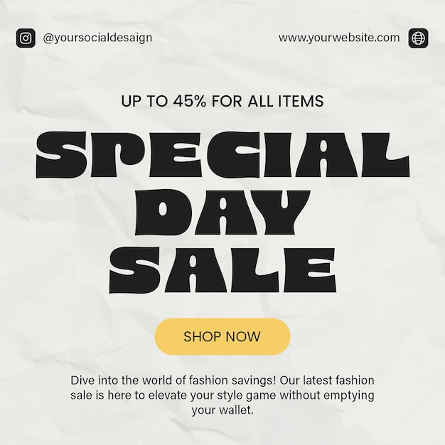 PSD special day sale instagram post