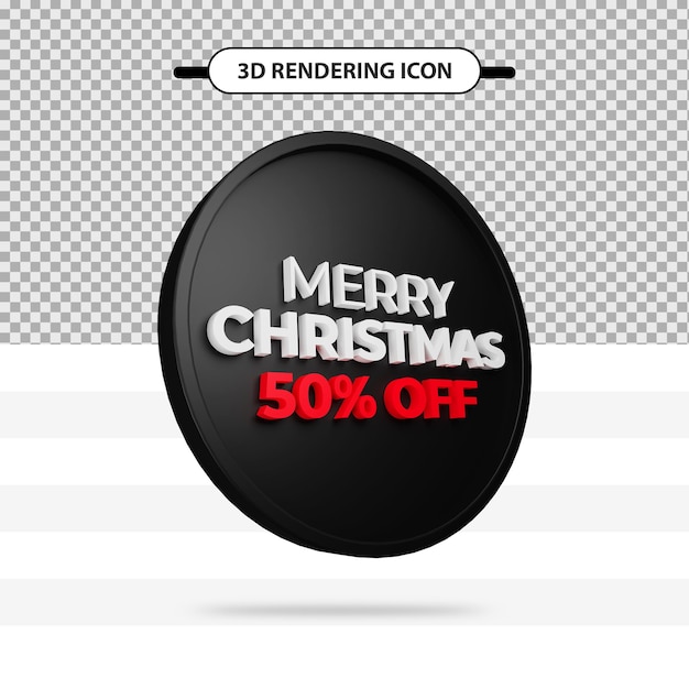 Offerta speciale di buon natale con il 50% di sconto sull'icona del rendering 3d