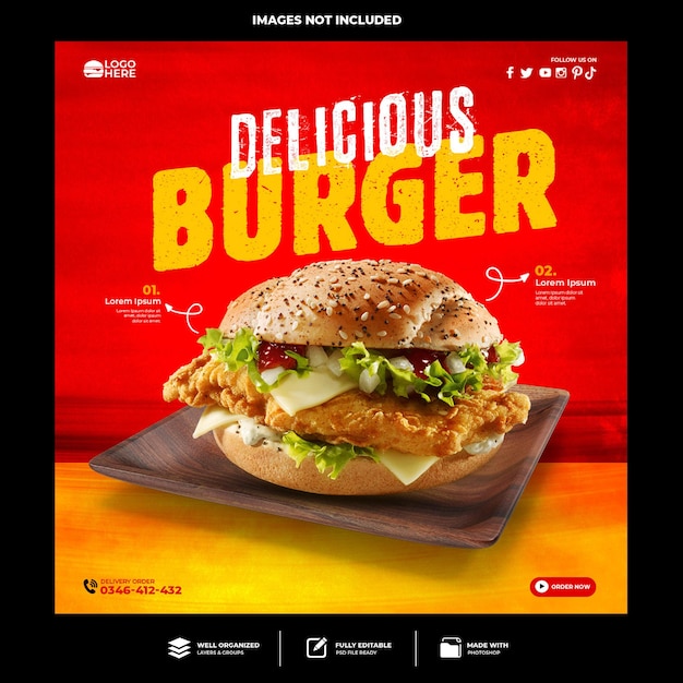 Special delicious burge social media template