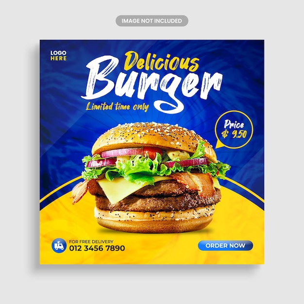 Special delicious burger food social media banner post template