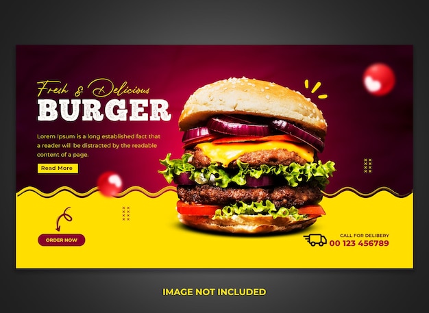 Speciale e delizioso post sui social media per la vendita di hamburger e design del modello di banner web